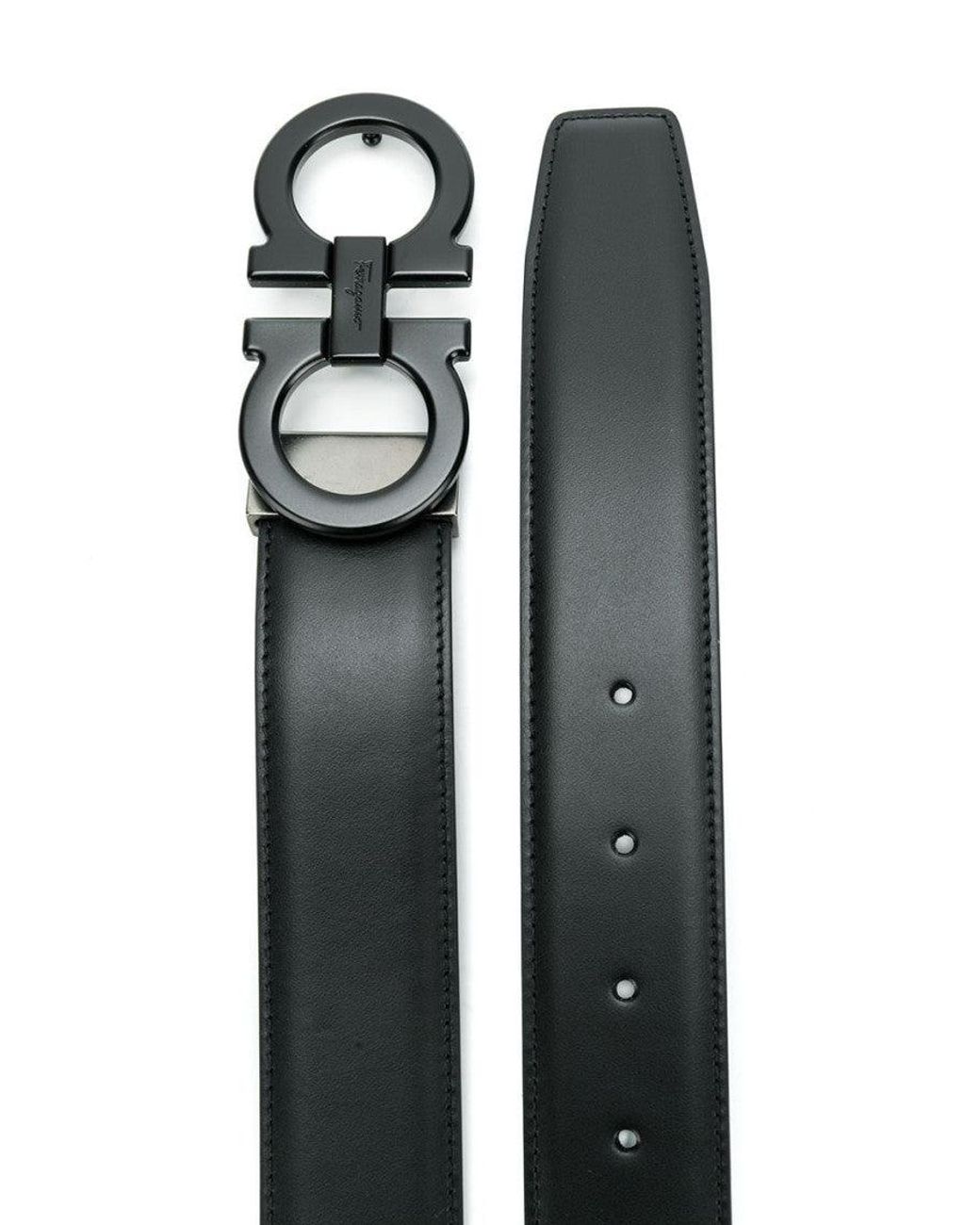 Ferragamo Black Gancini Buckle Belt for men