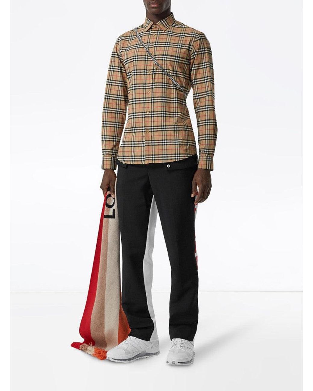 Burberry Natural Check Motif Cotton Shirt for men