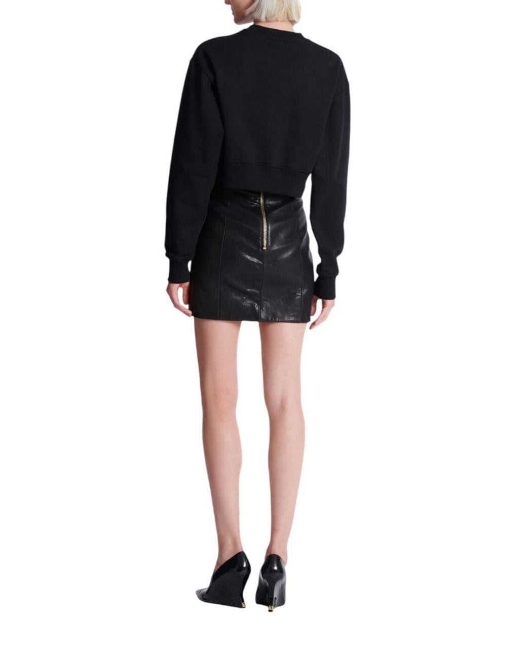 Balmain Black Logo Cropped Sweatshirt