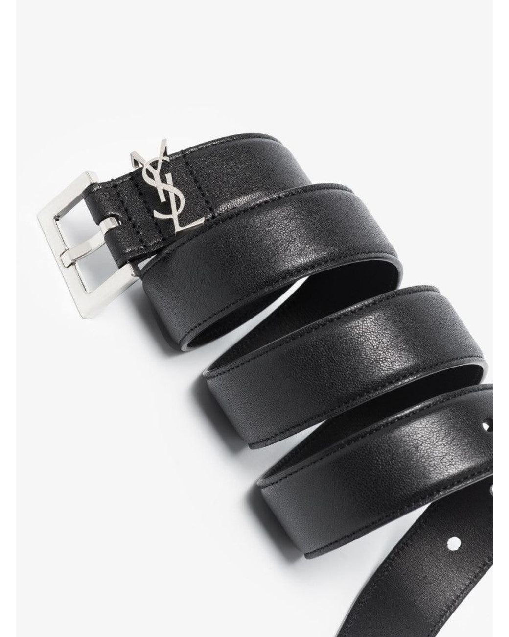 Saint Laurent Black Logo Buckle Belt for men