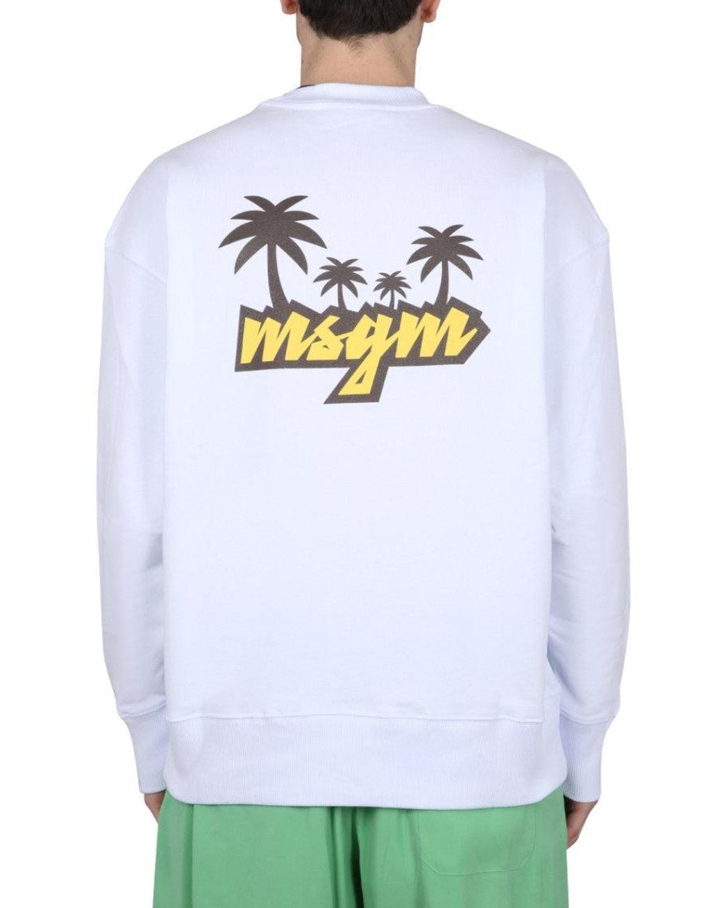 MSGM White Crew Neck Sweatshirt for men
