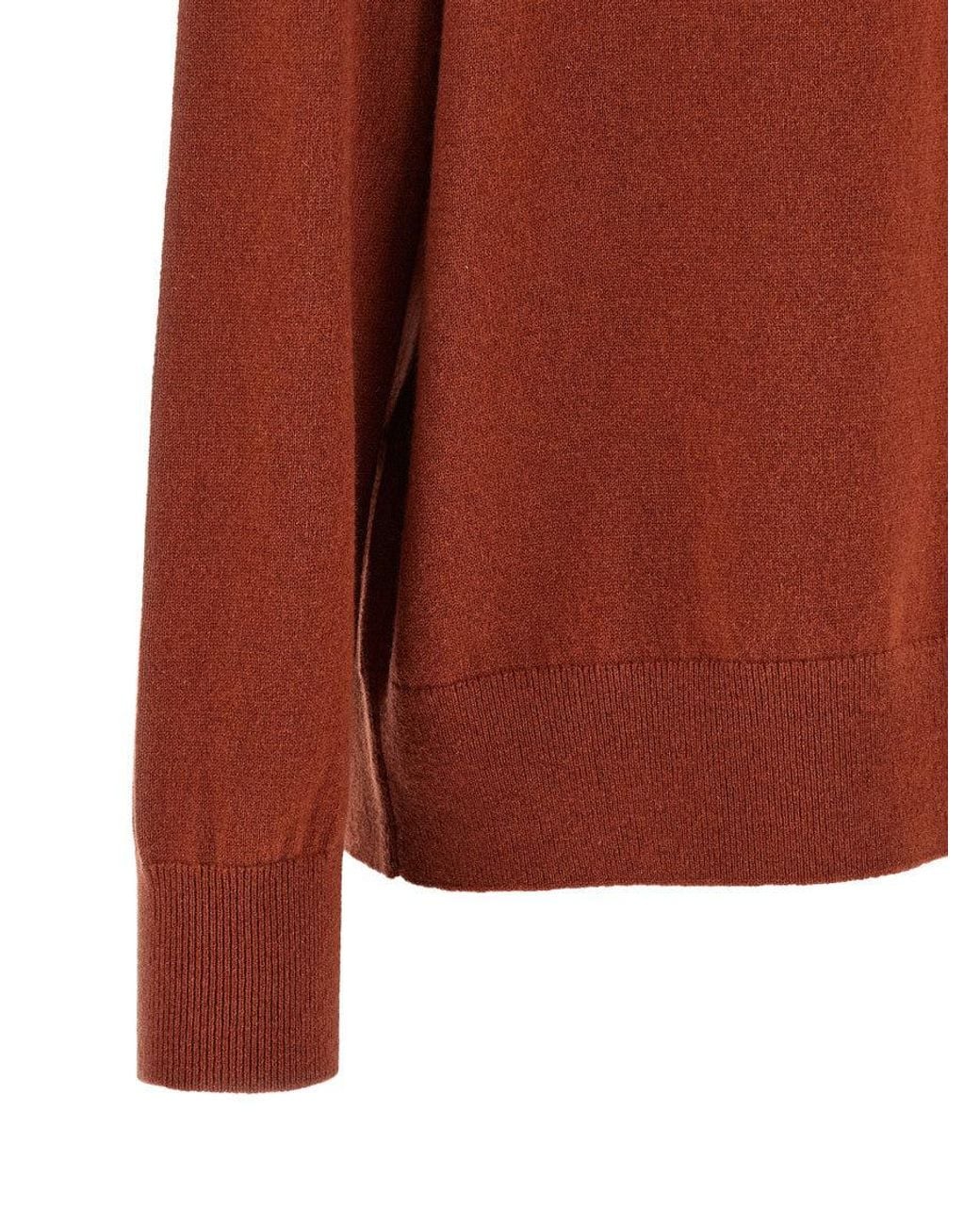 Dries Van Noten Brown Rust Solid V Neck Sweater