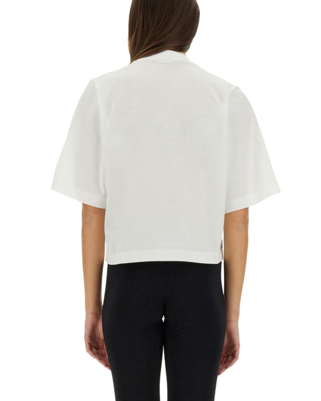 Palm Angels White Logo Mock Collar T-Shirt