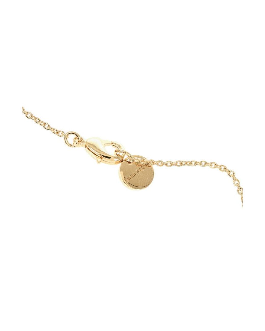 Palm Angels White Golden Wings Pendant Necklace