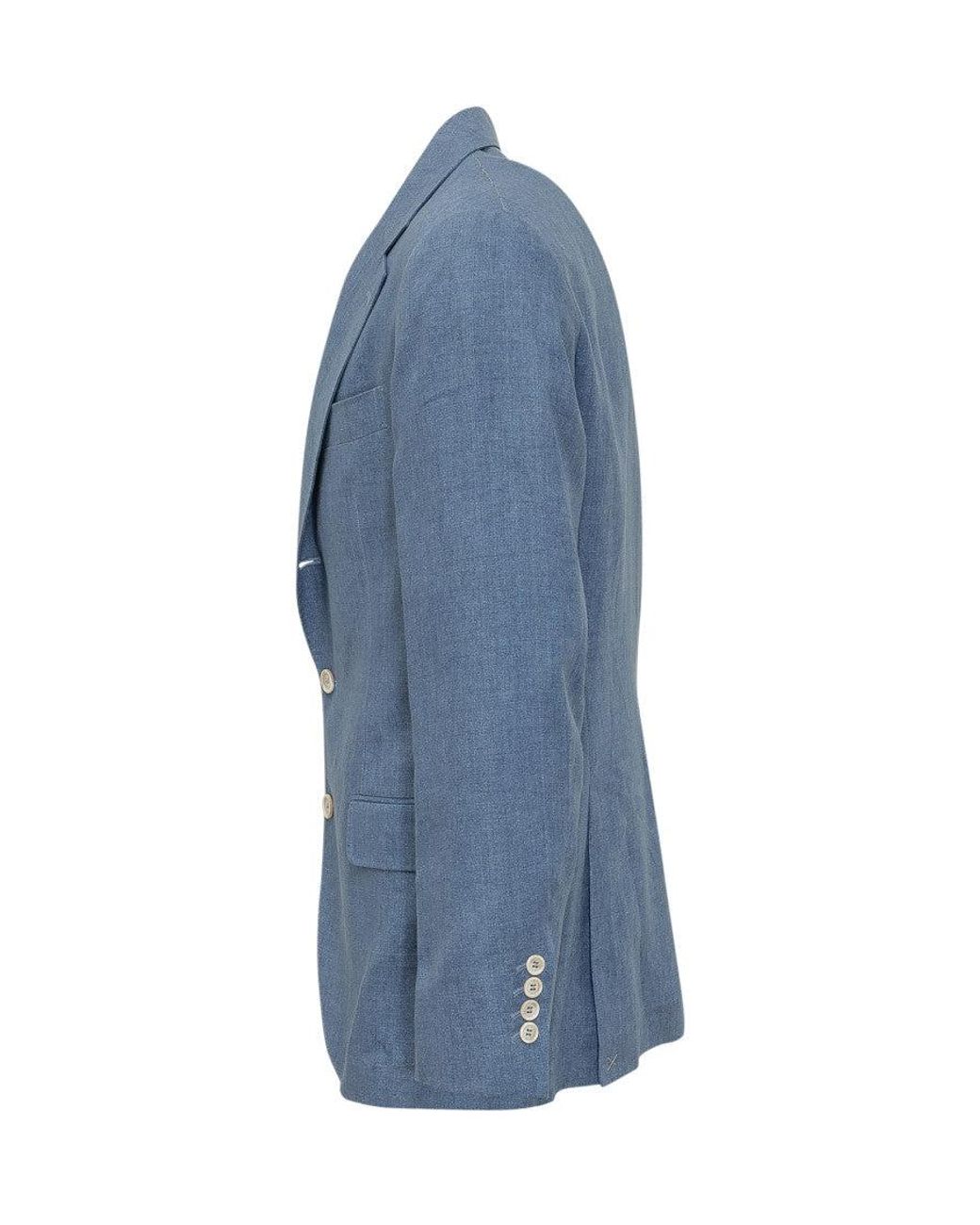 Brunello Cucinelli Blue Sartorial Soft Fabric Blazer for men