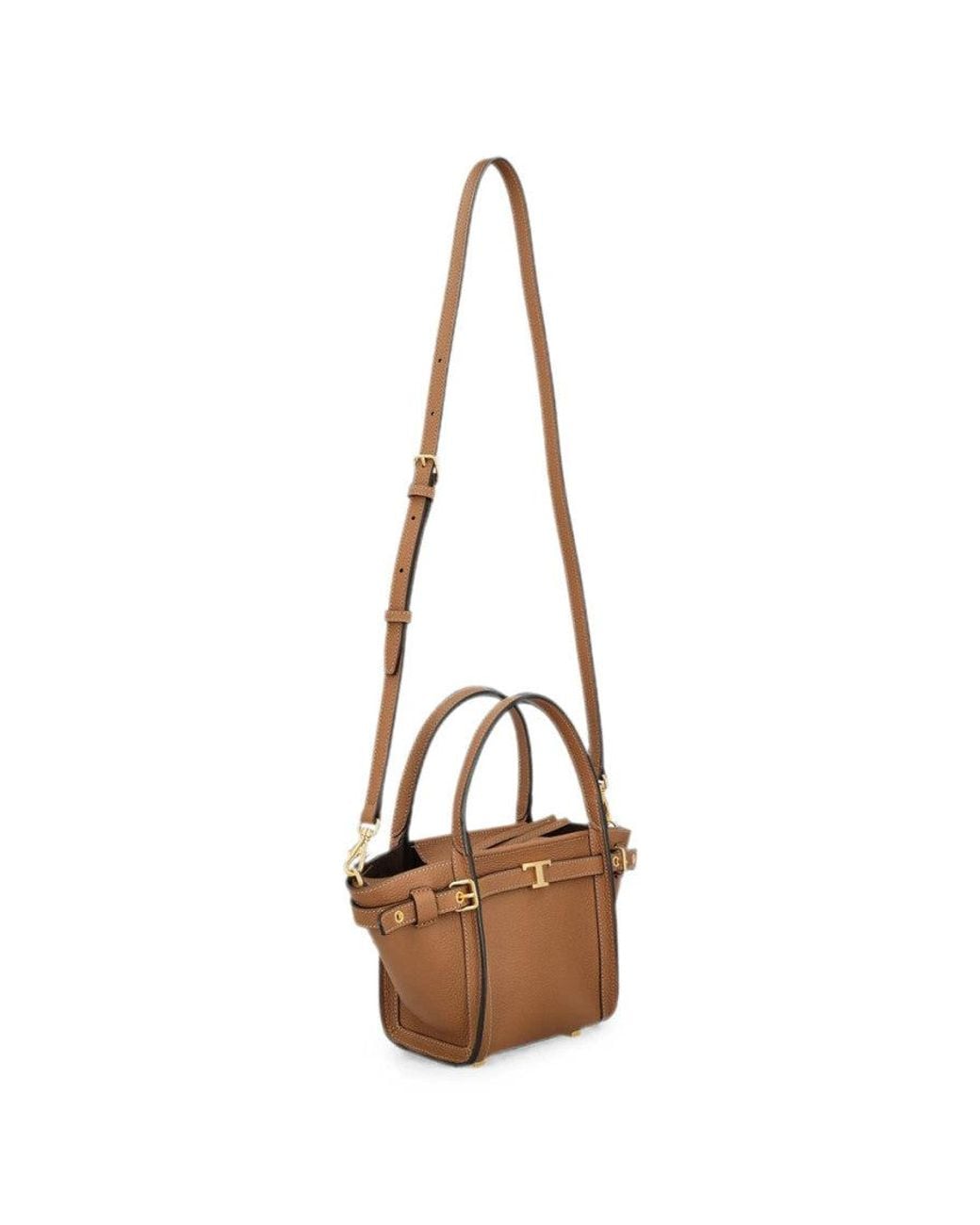 Tod's Brown T Signature Top Zip Mini Tote
