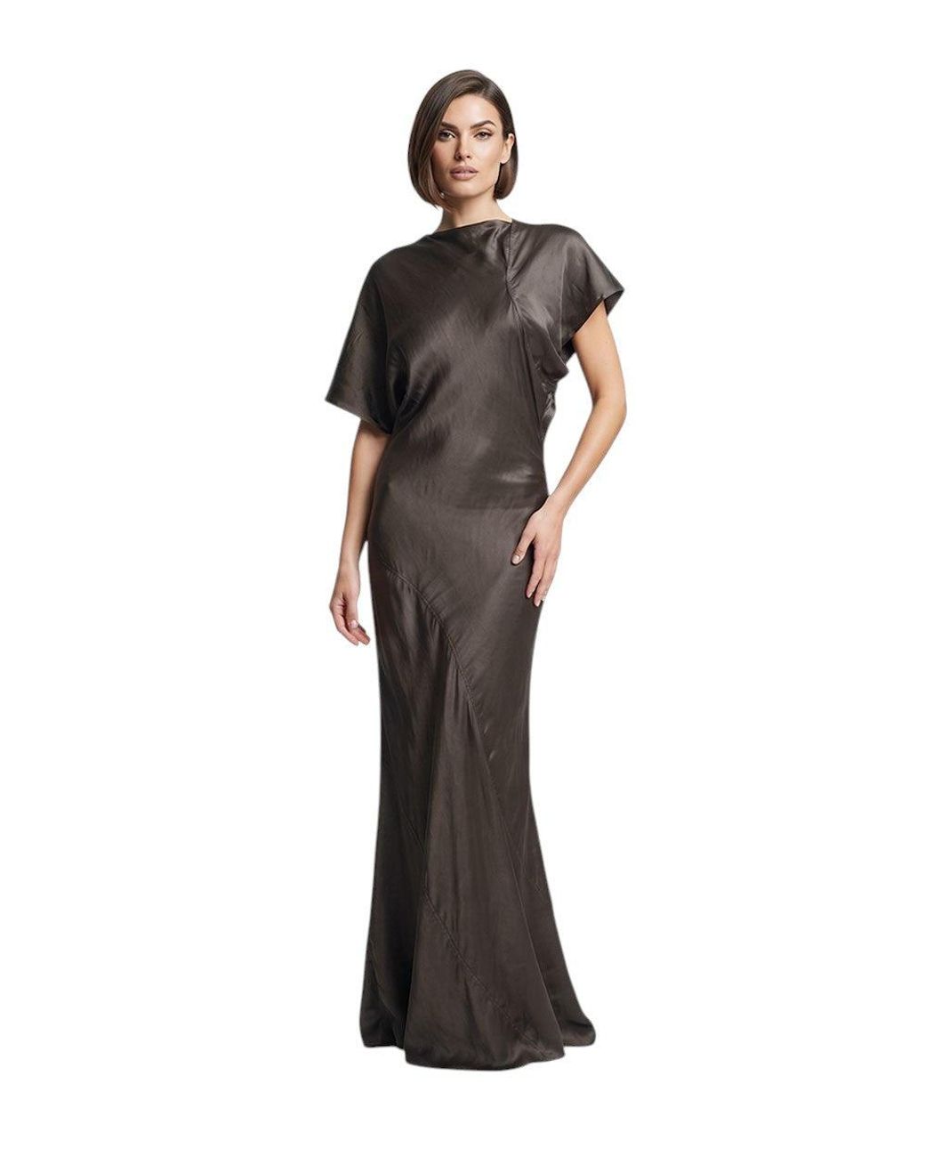 Rick Owens Brown Cowl Neck Maxi Dress