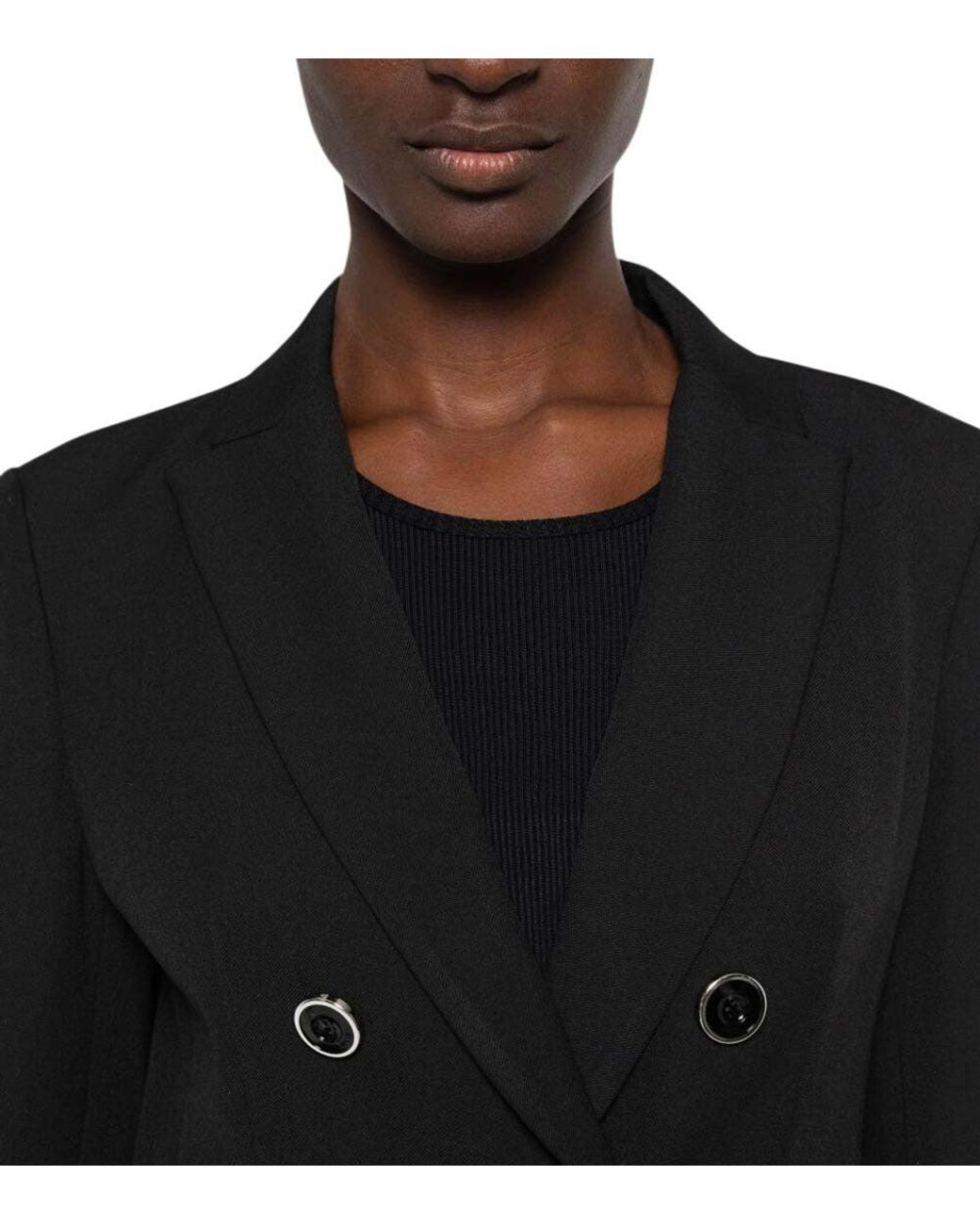 Pinko Black Solid Peaked Lapel Blazer