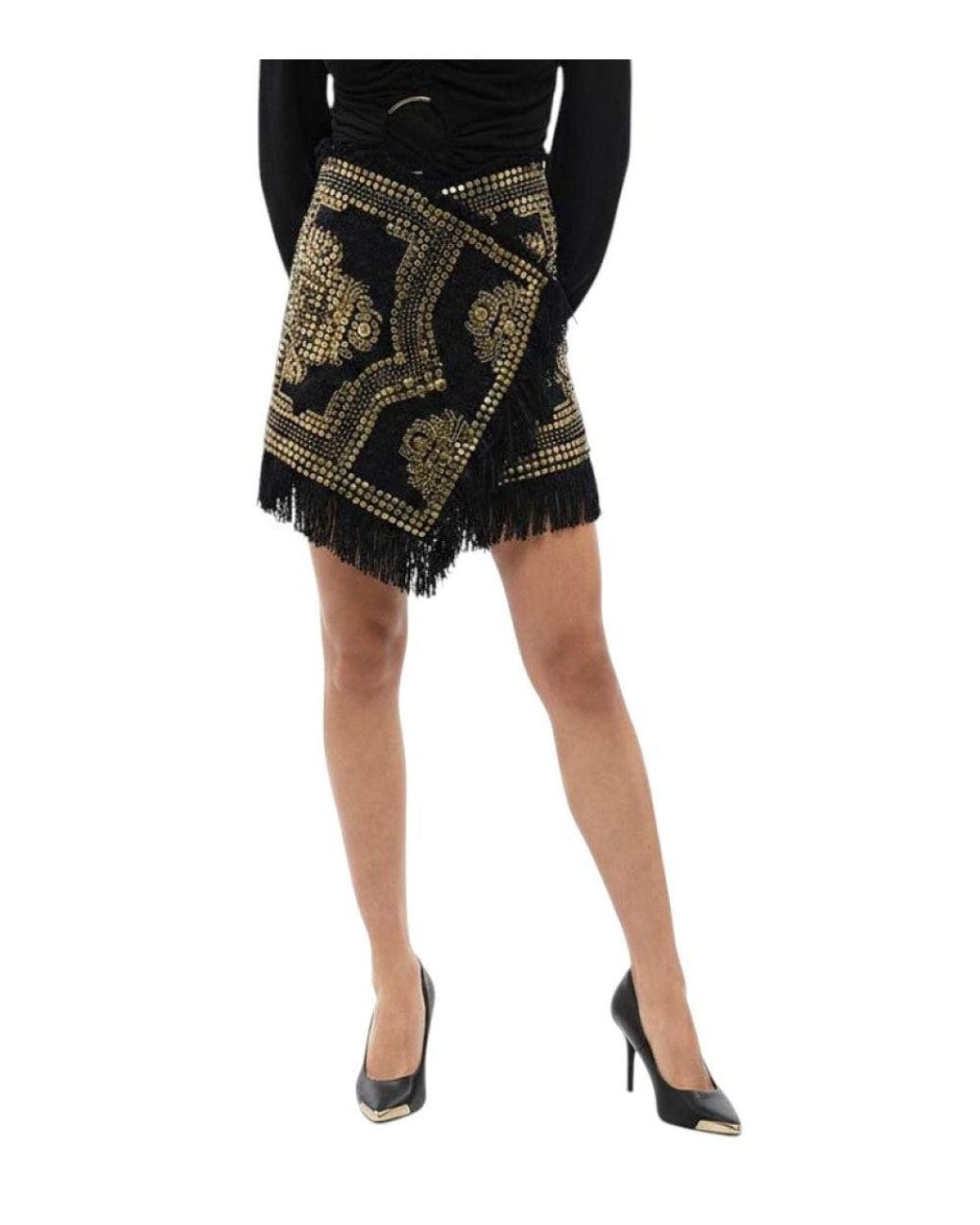 Balmain Black Studded Above Knee Skirt