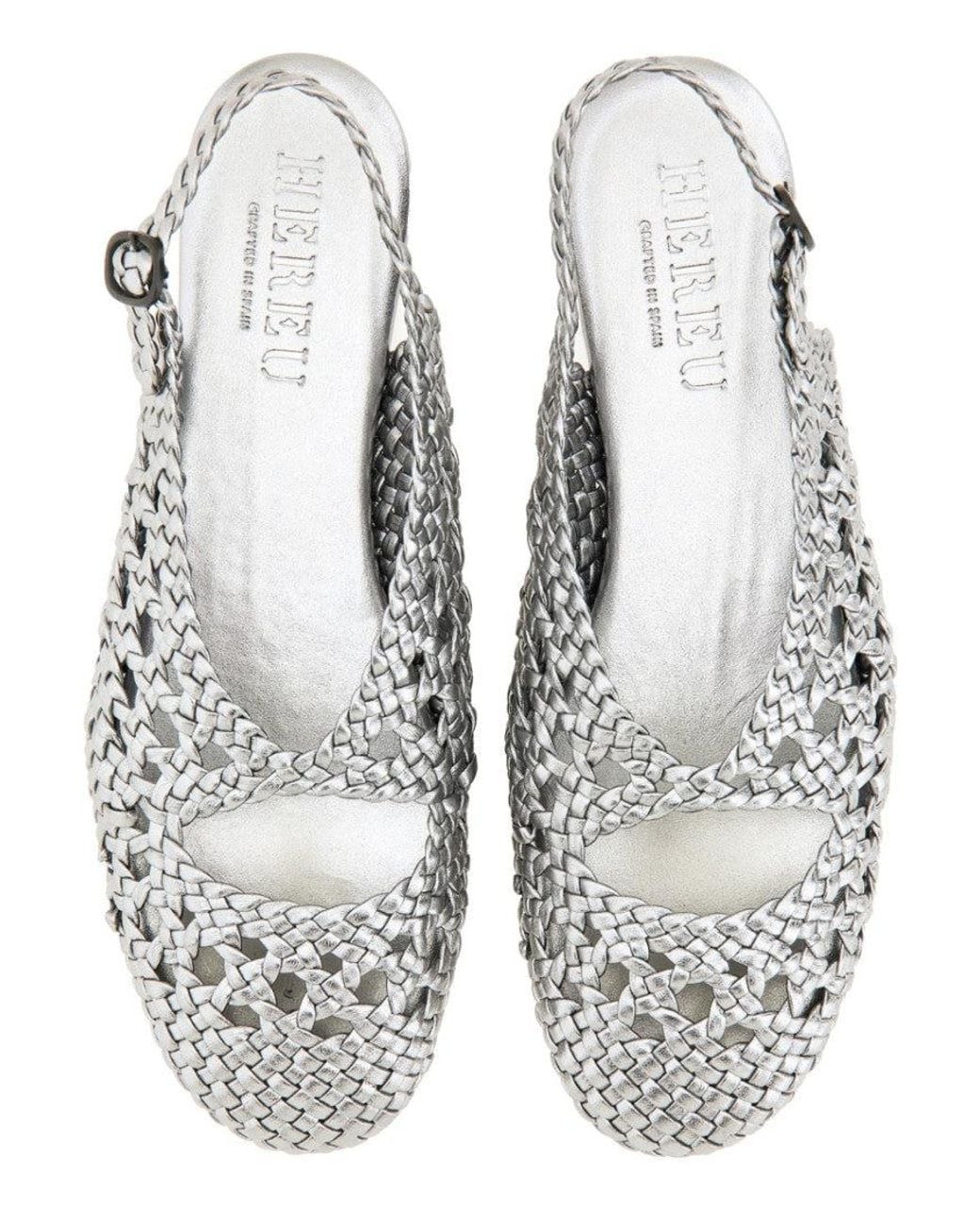 Hereu White Empuria Metallic Slingback Sandal