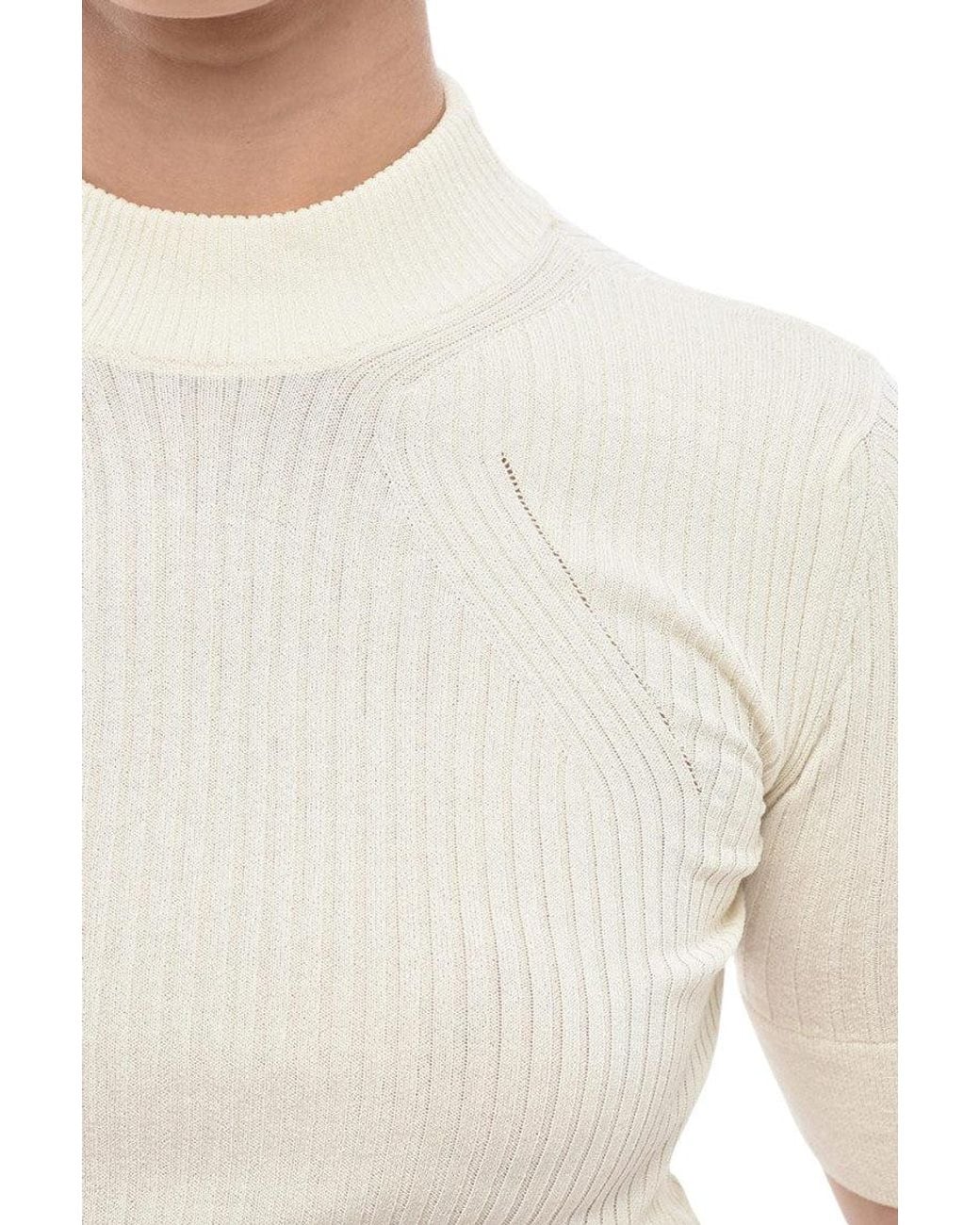 Stella McCartney White Knitted Mock Collar Sweater
