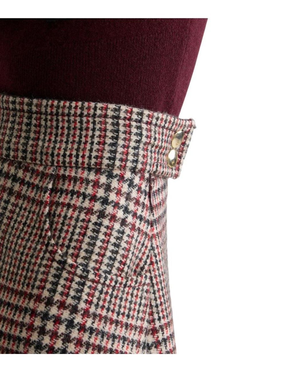 Patou Brown Plaid Midi Skirt