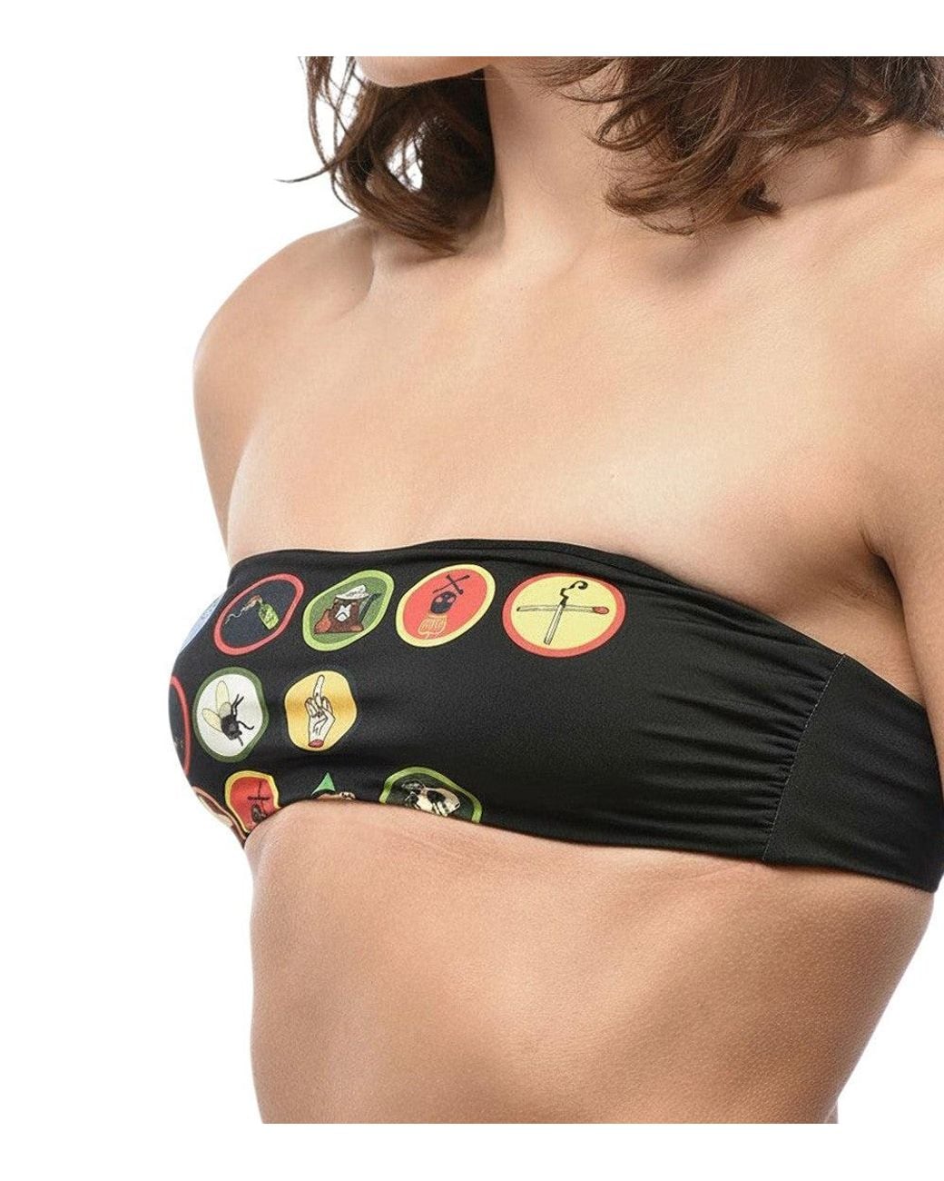 DSquared² Black Printed Bikini Top Swimwear