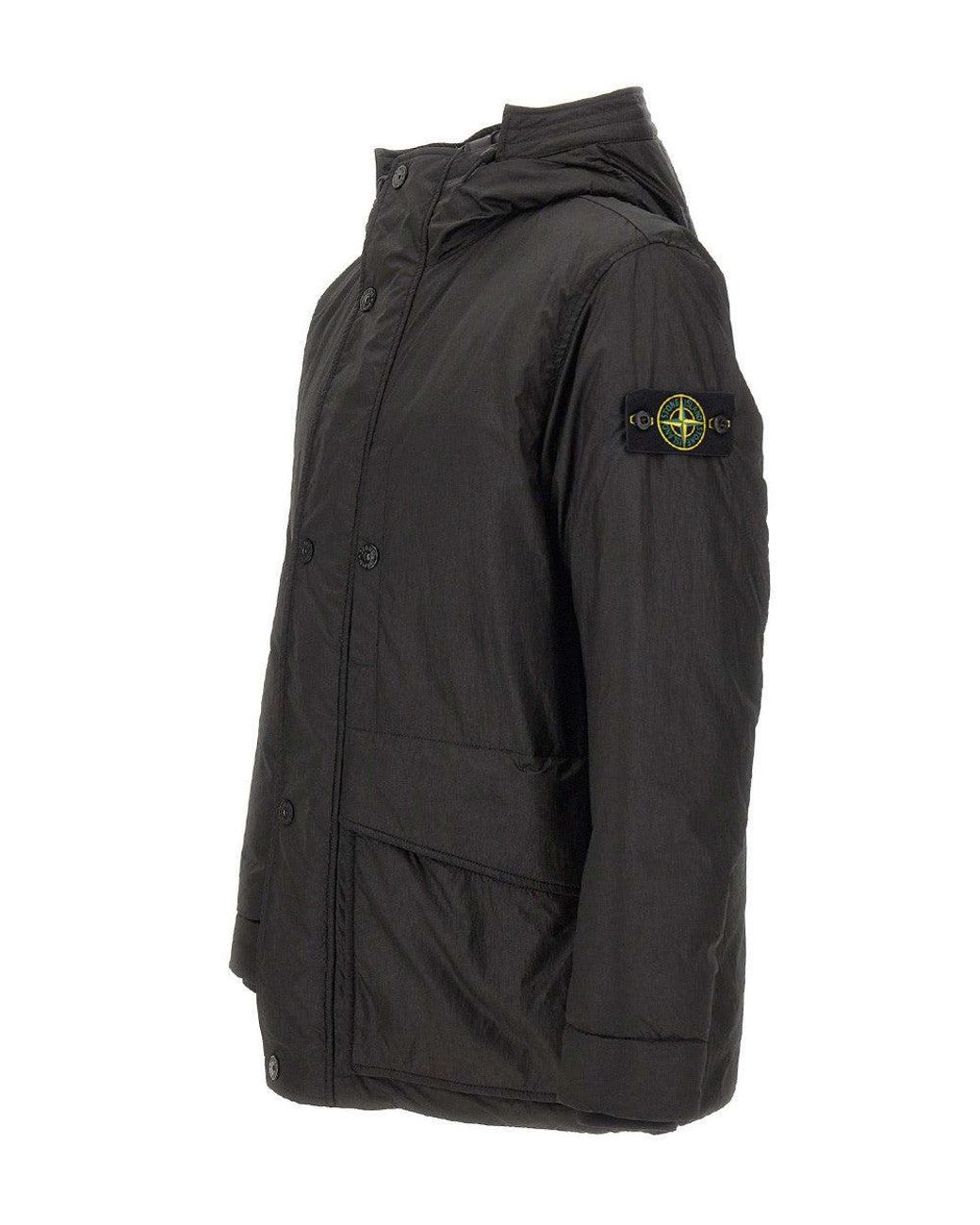 Stone Island Black Hooded Parka Jacket for men