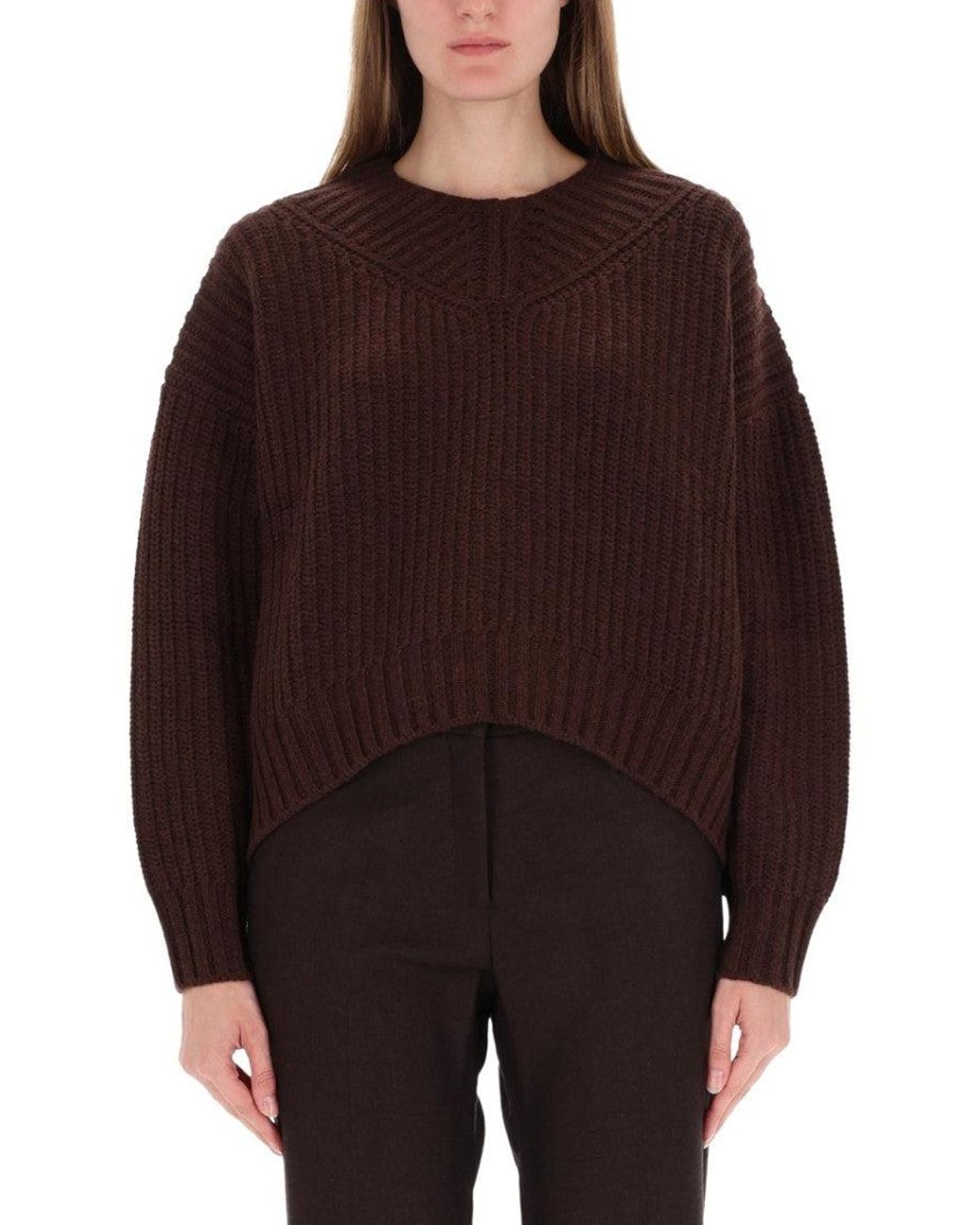 Staud Brown Knitted Round Neck Sweater