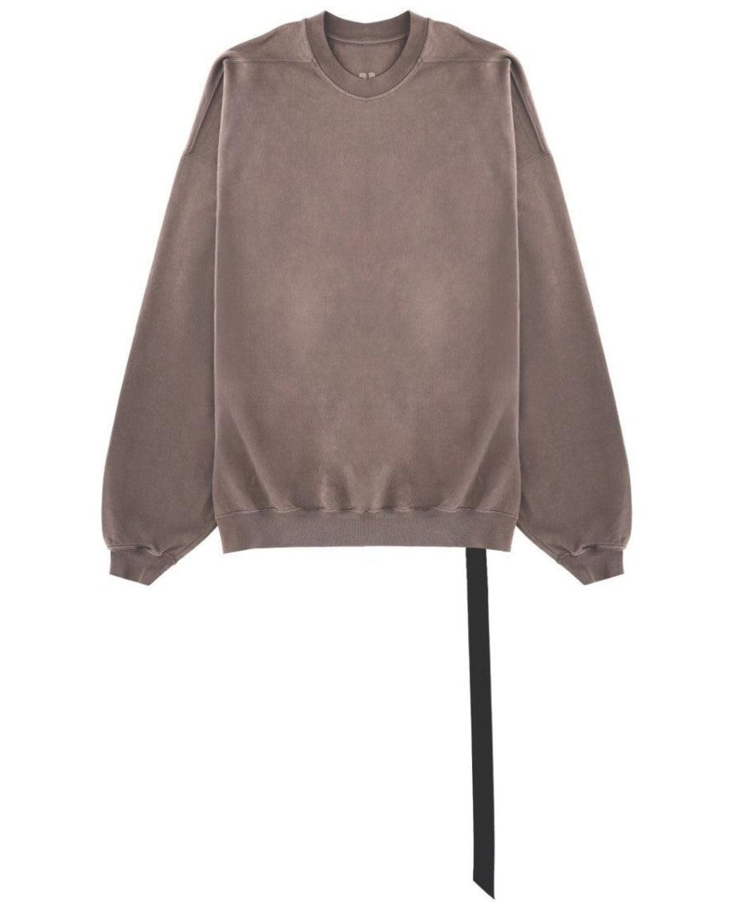 Rick Owens Brown Taupe Solid Crew Neck Sweatshirt for men