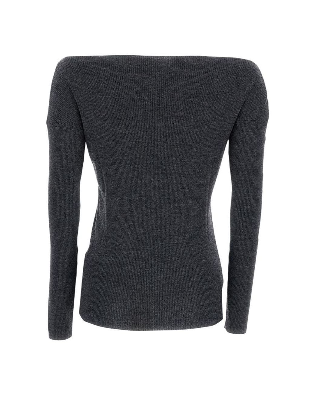 P.A.R.O.S.H. Black Dark Knitted Boat Neck Sweater