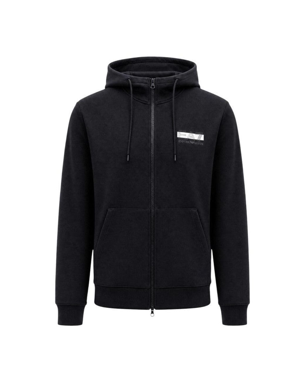 EA7 Black Regular Logo Tracksuit for men