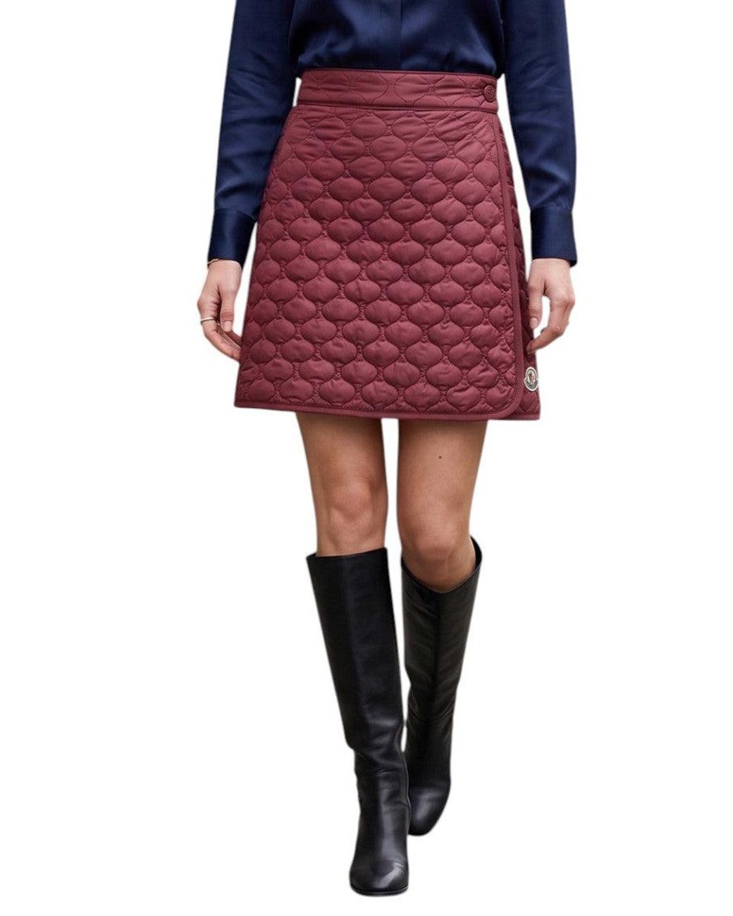 Moncler Red Quilted Mini Skirt
