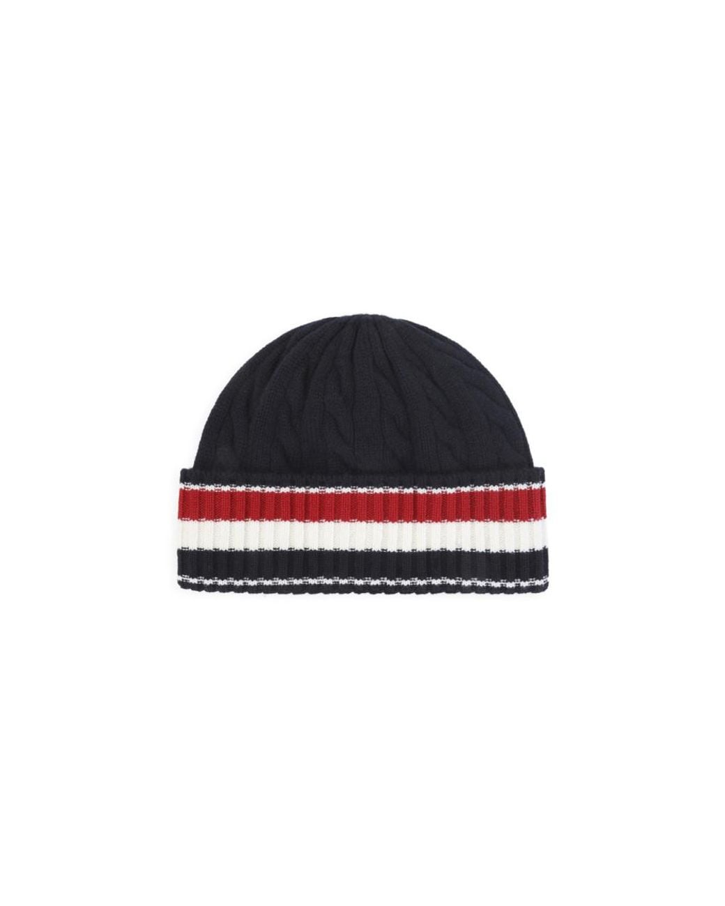 Thom Browne Blue Stripes Beanie Cap for men