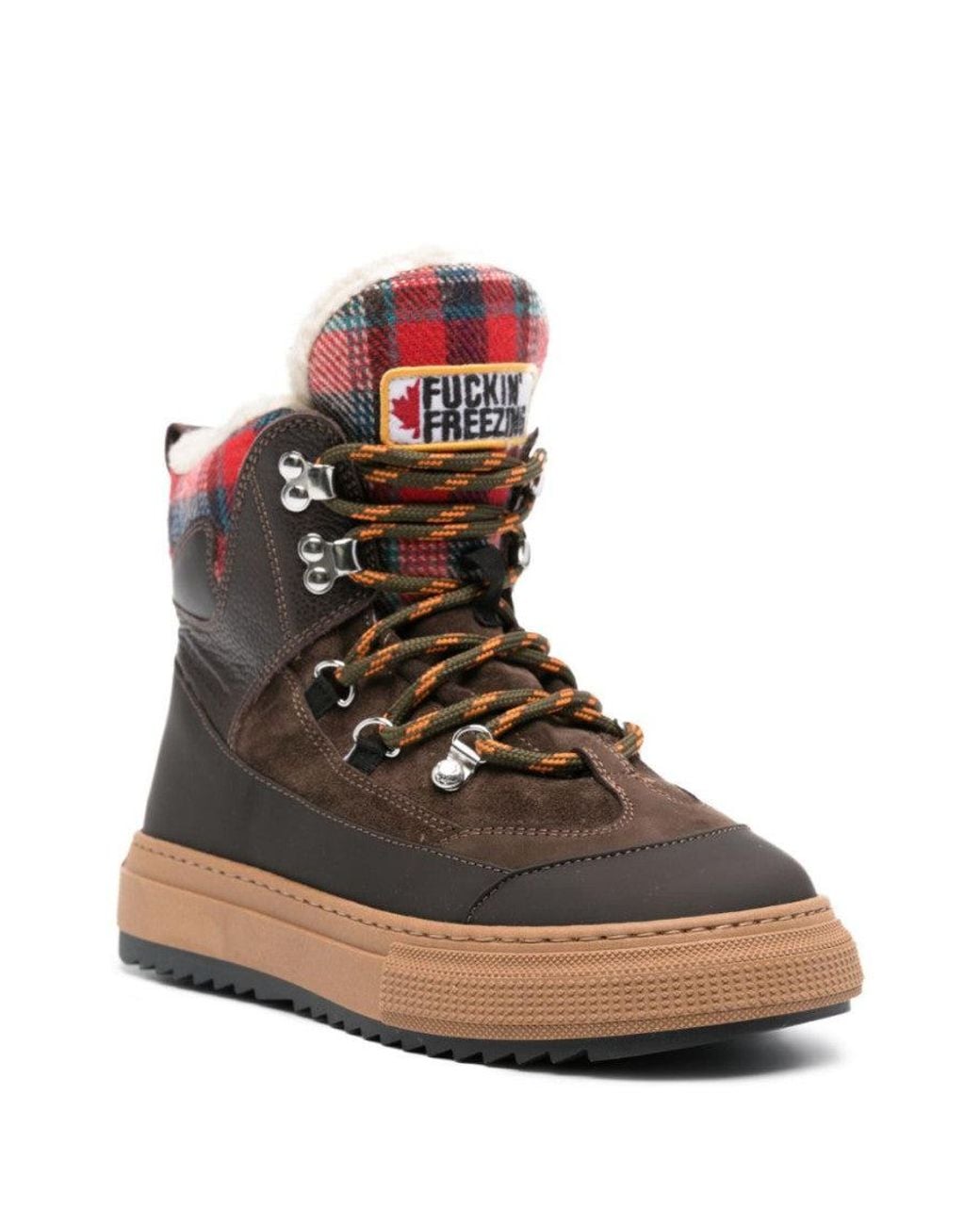 DSquared² Brown Multi Color Lace-Up Boots