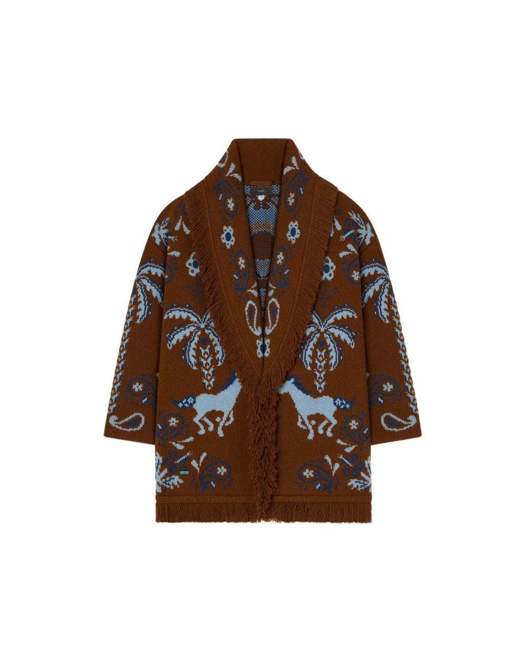 Alanui Brown Knitted Shawl Neck Cardigan