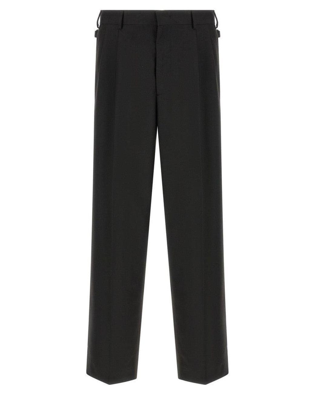 Cellar Door Black Relaxed Pleated Trousers for men