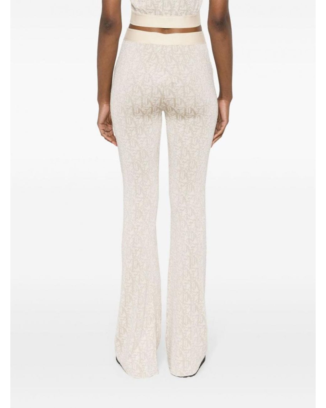 Palm Angels Natural Natural Monogram Jacquard Trousers