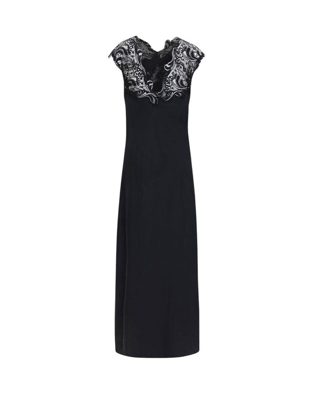 Ferragamo Black Crew Neck Full Length Dress