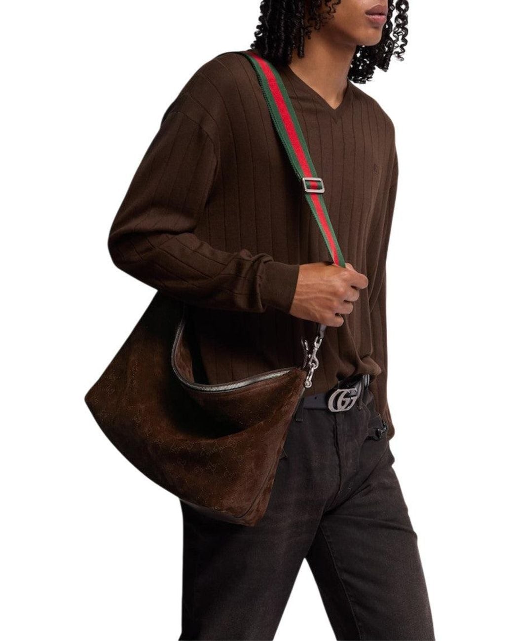 Gucci Brown Mini Calfskin Crossbody Bag for men