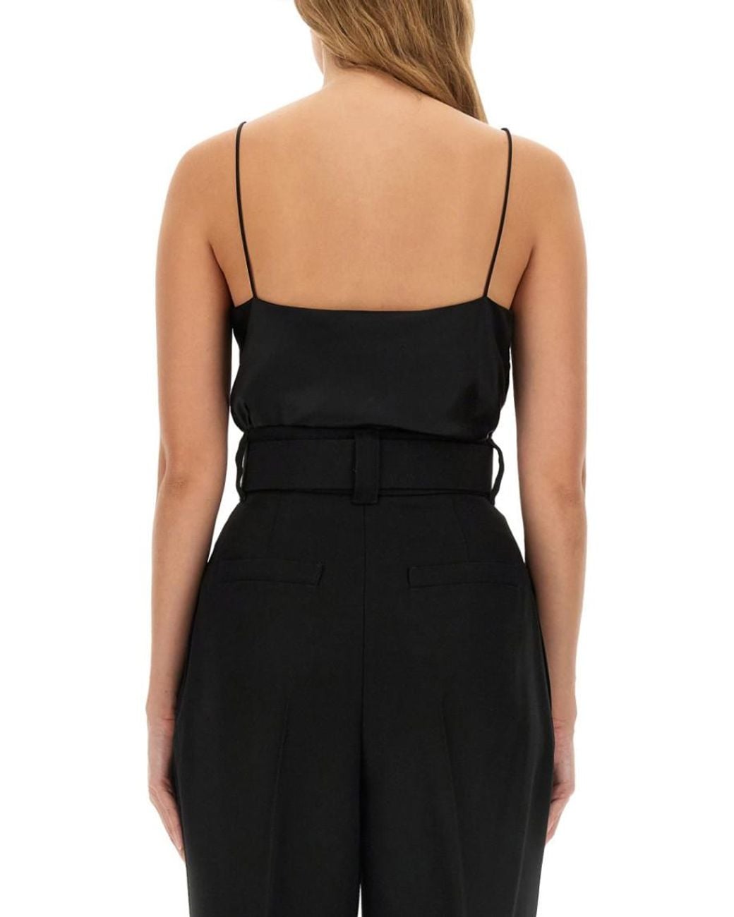 Max Mara Black Solid V Neck Top