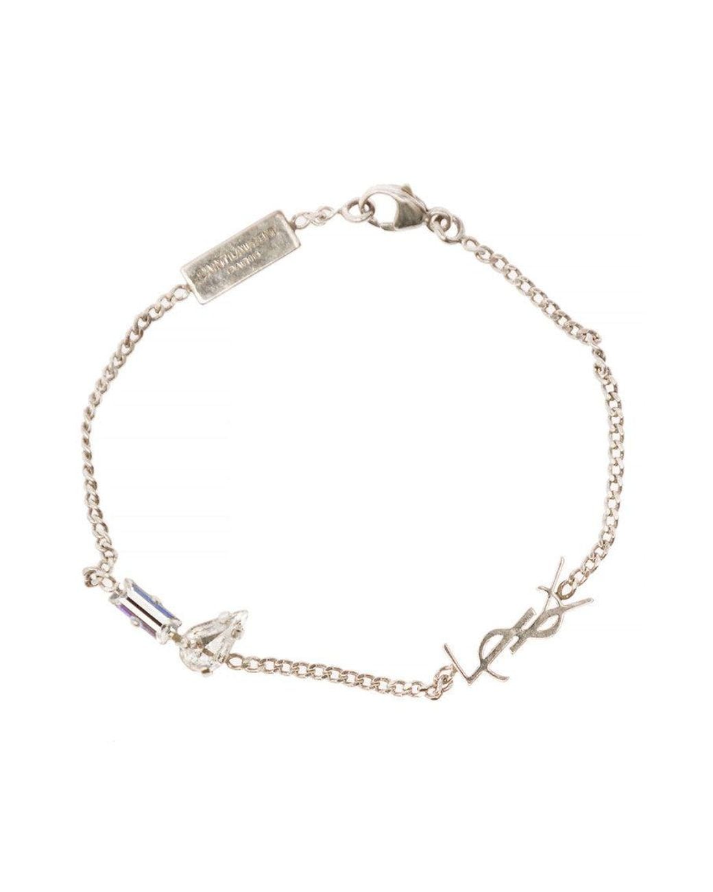 Saint Laurent White Cassandre Charm Bracelet for men