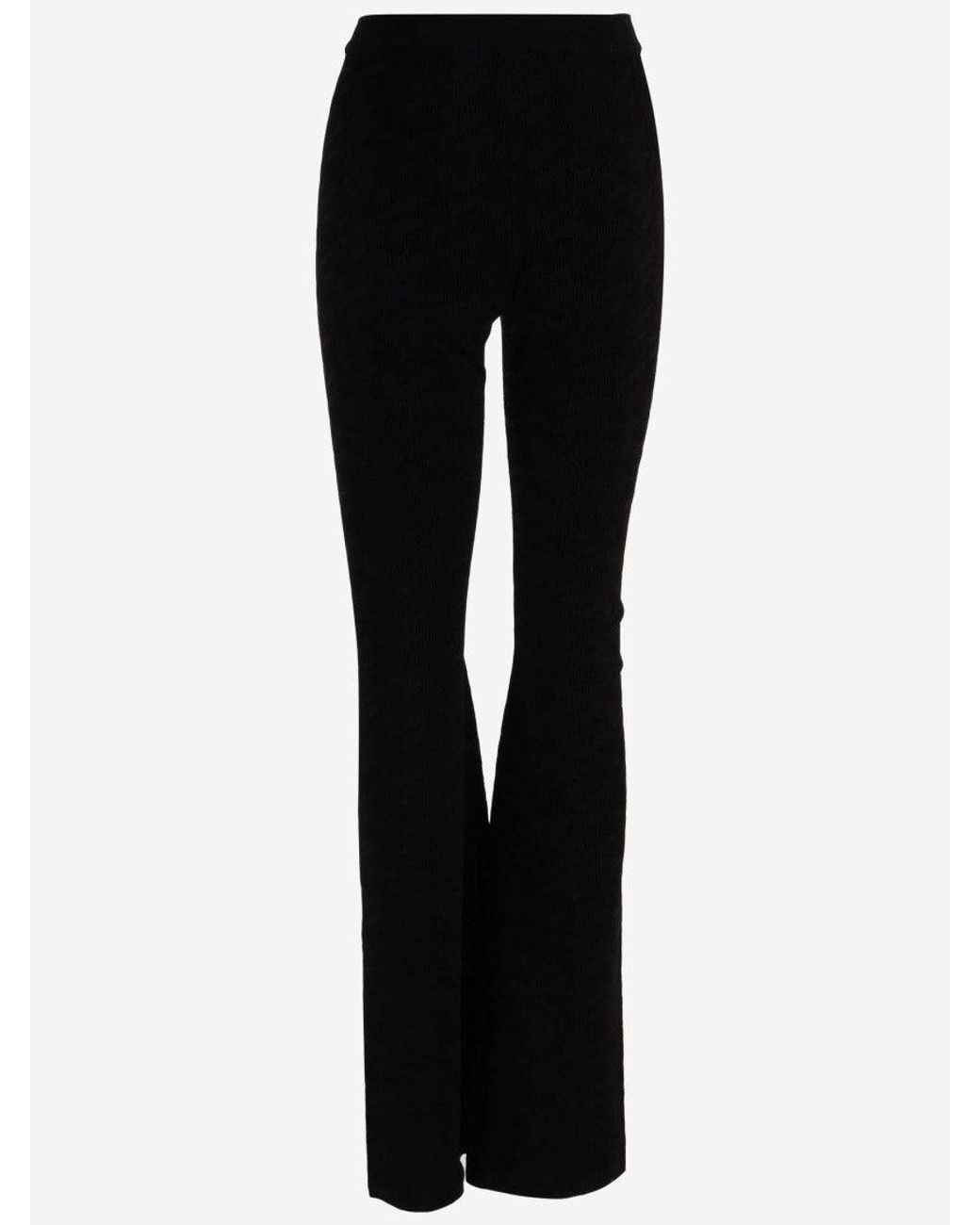 Versace Black Medusa Flared Stretch Viscose Jersey Pants