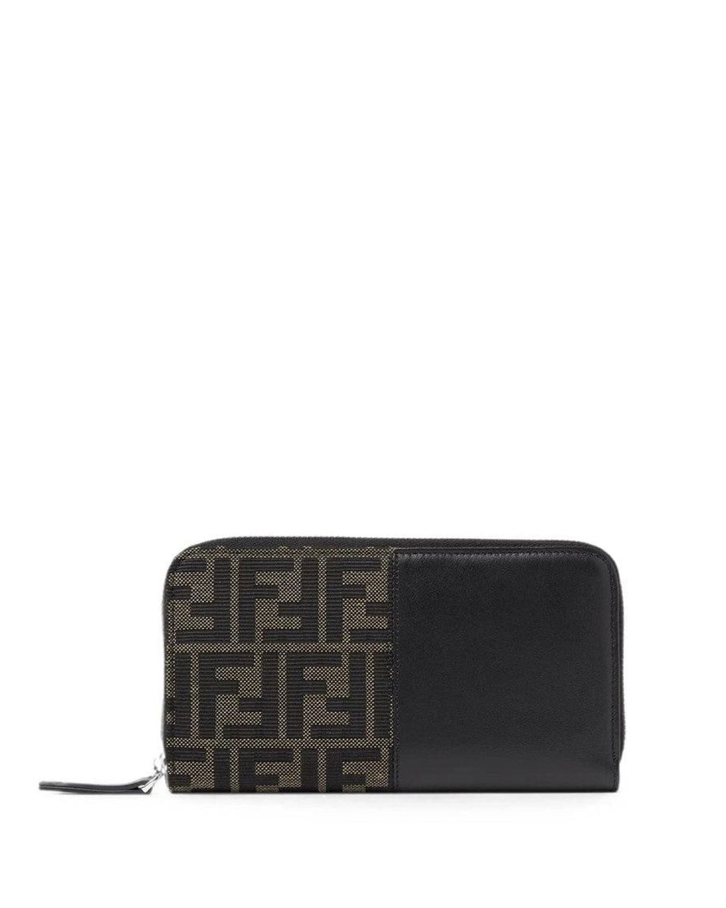 Fendi Black Ff Logo Zip Wallet for men