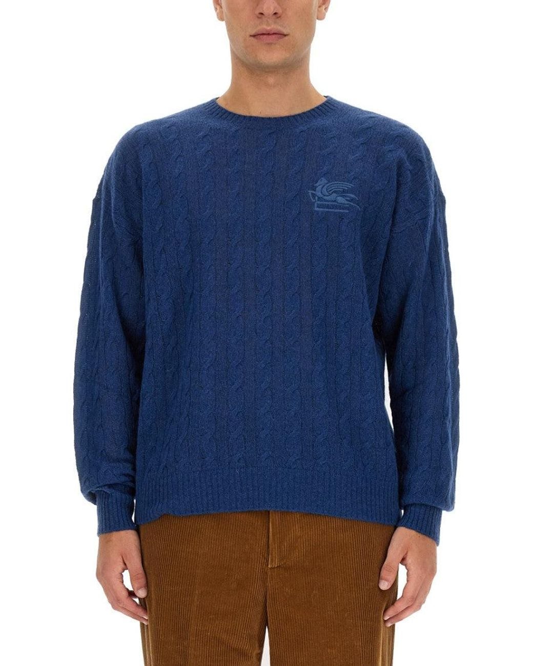 Etro Blue Regular Fit Cashmere Shirt for men