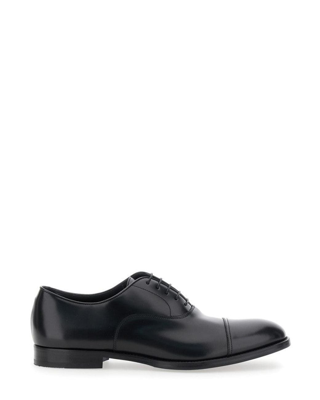 Doucal's Black Leather Lace-Up Shoes for men