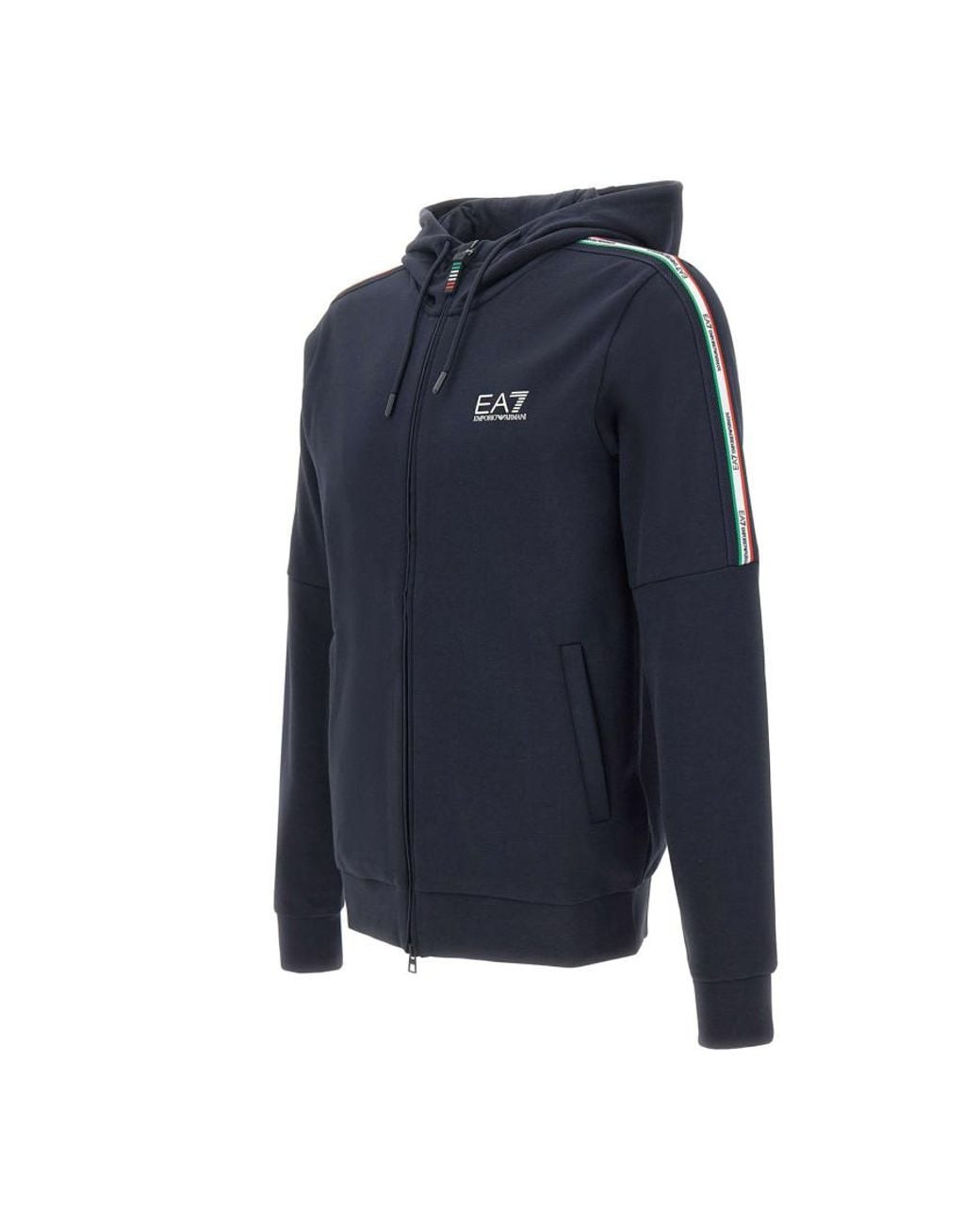 EA7 Blue Logo Regular Hoodie for men