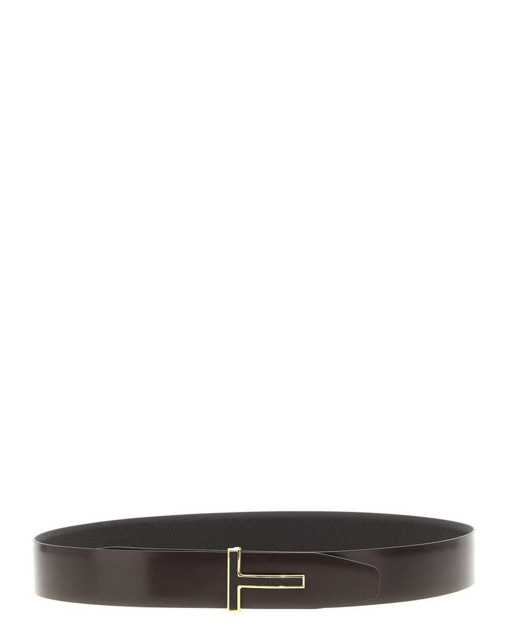 Tom Ford White 'T' Reversible Belt for men