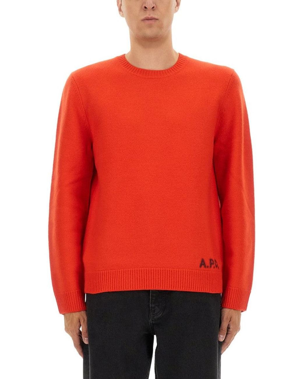 A.P.C. Red Crew Neck Sweater for men
