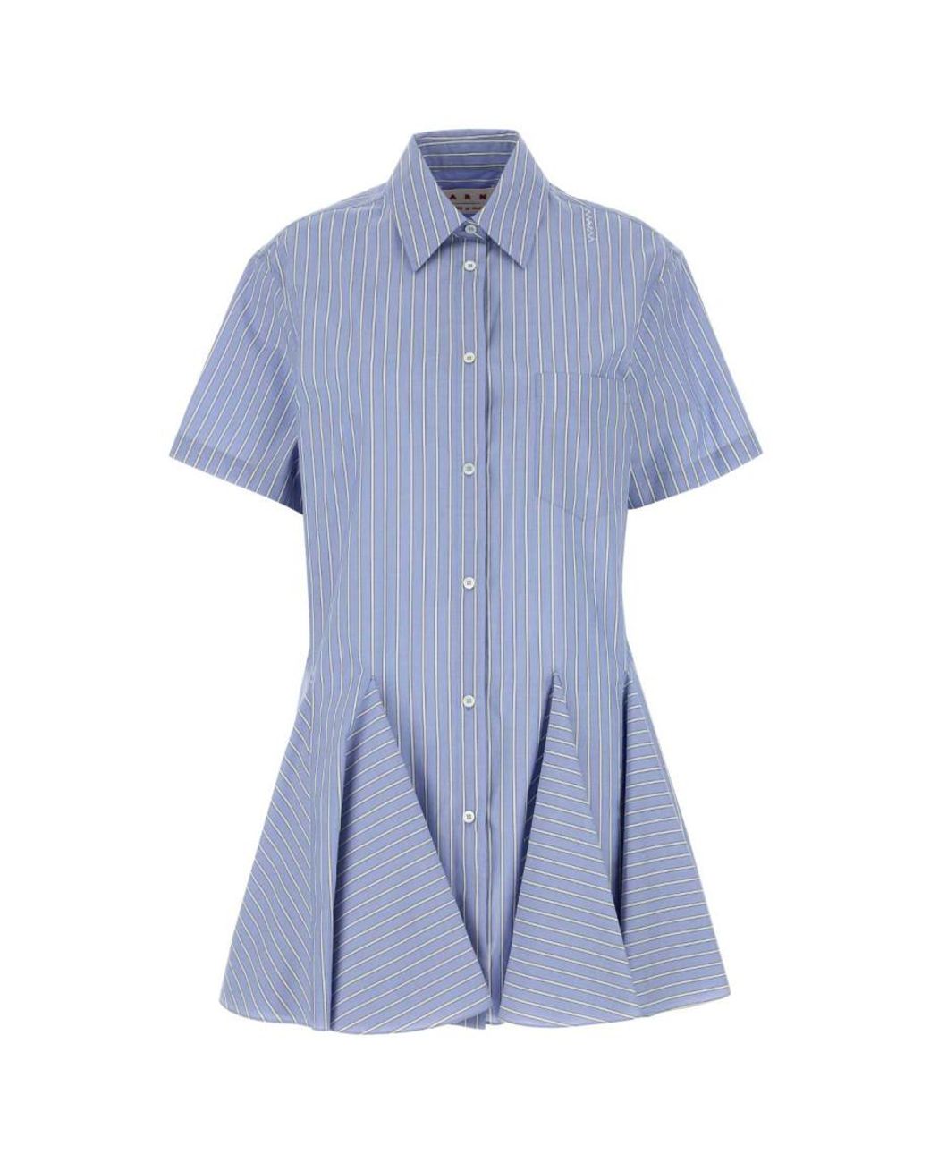 Marni Blue Dress With Striped Pattern