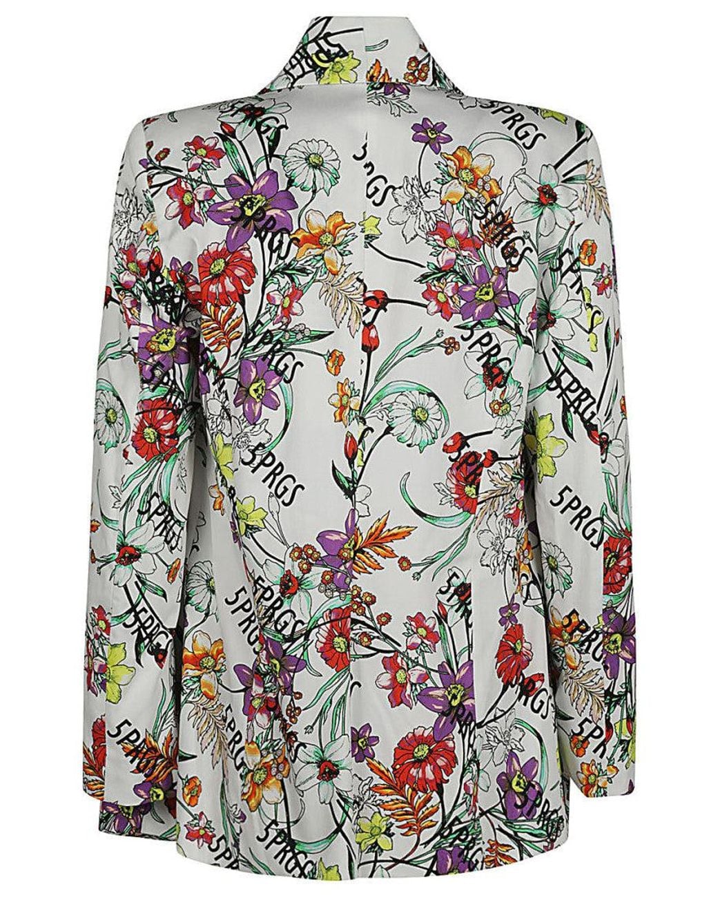 5 PROGRESS White Printed Single-Breasted Blazer