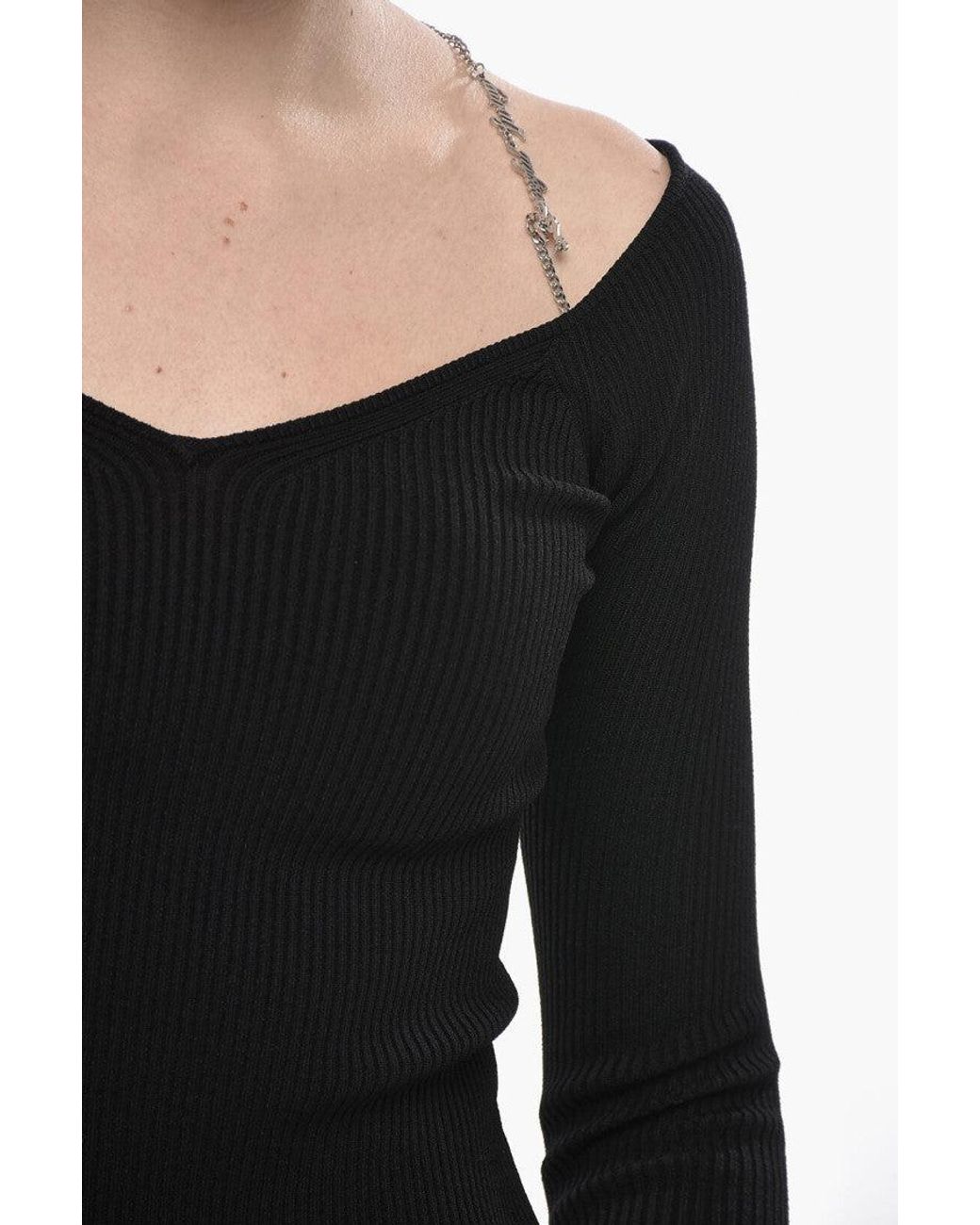DIESEL Black Knitted Off Shoulder Sweater