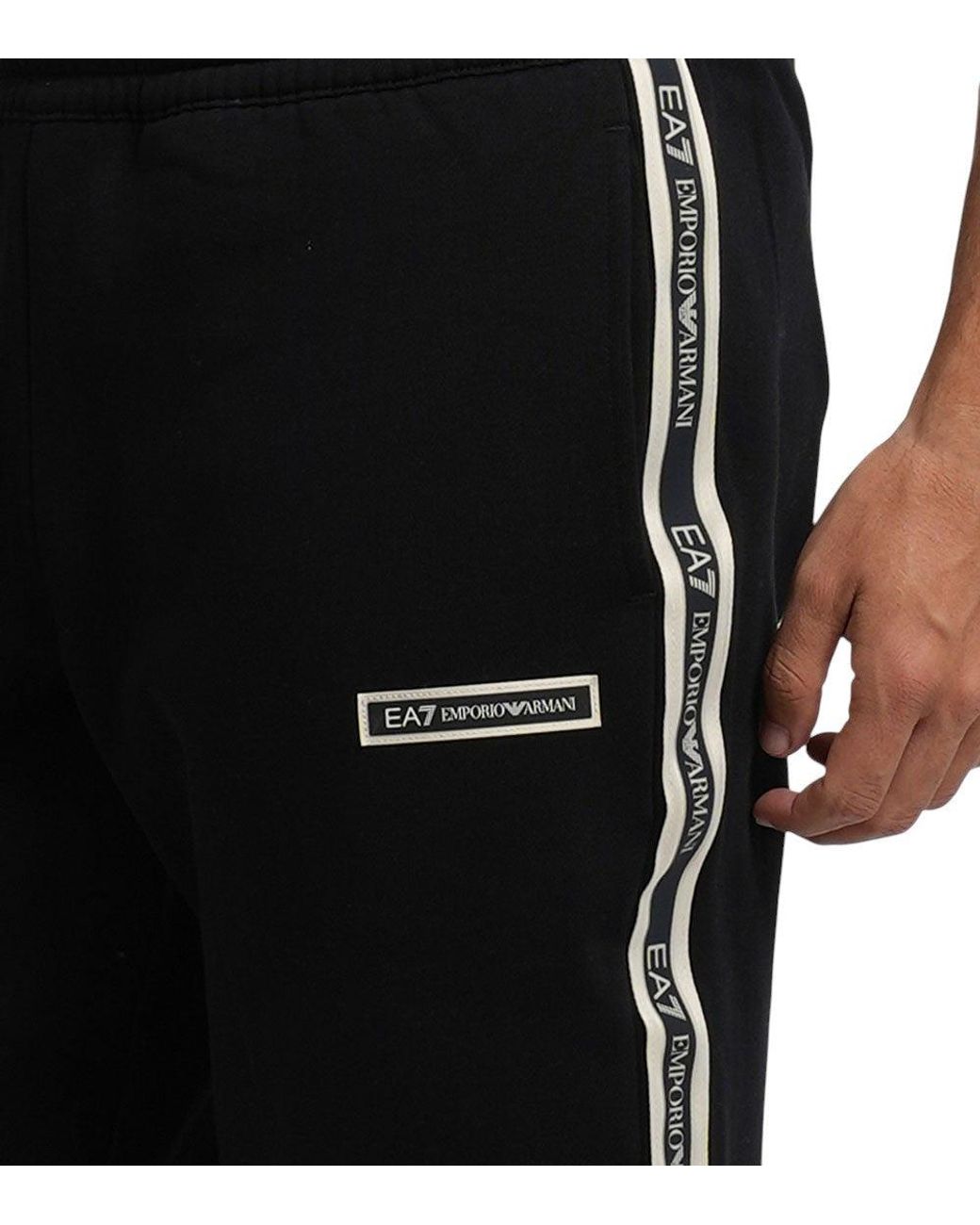 EA7 Black Elasticated Joggers for men