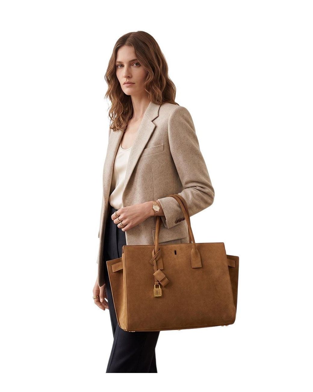 Saint Laurent Brown Sac De Jour Large Satchel