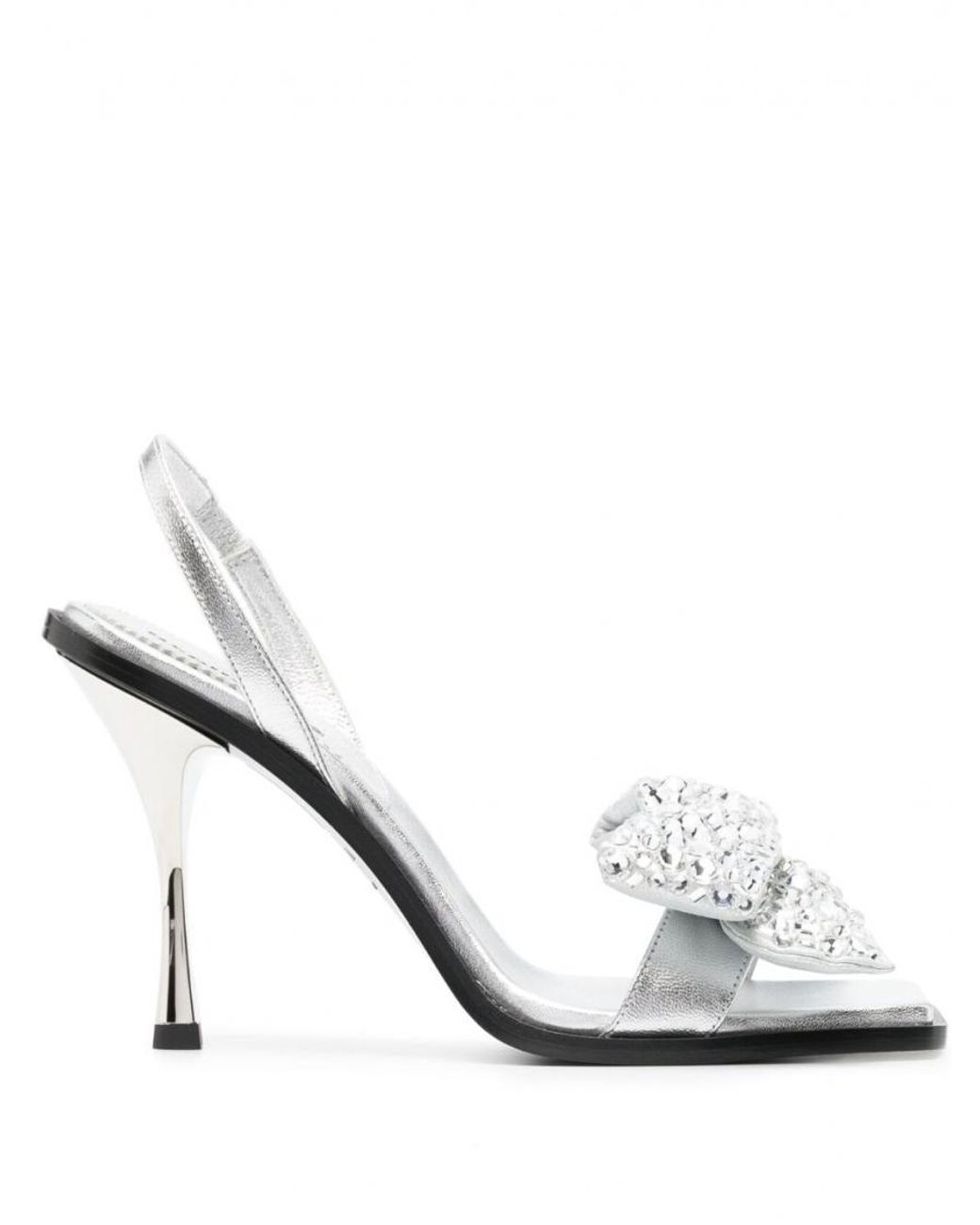 DSquared² White Rhinestone Details Heel Sandals