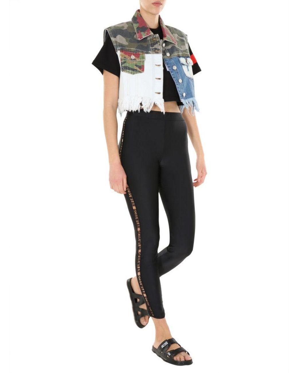 Gcds Black Patchwork Shirt Collar Jacket