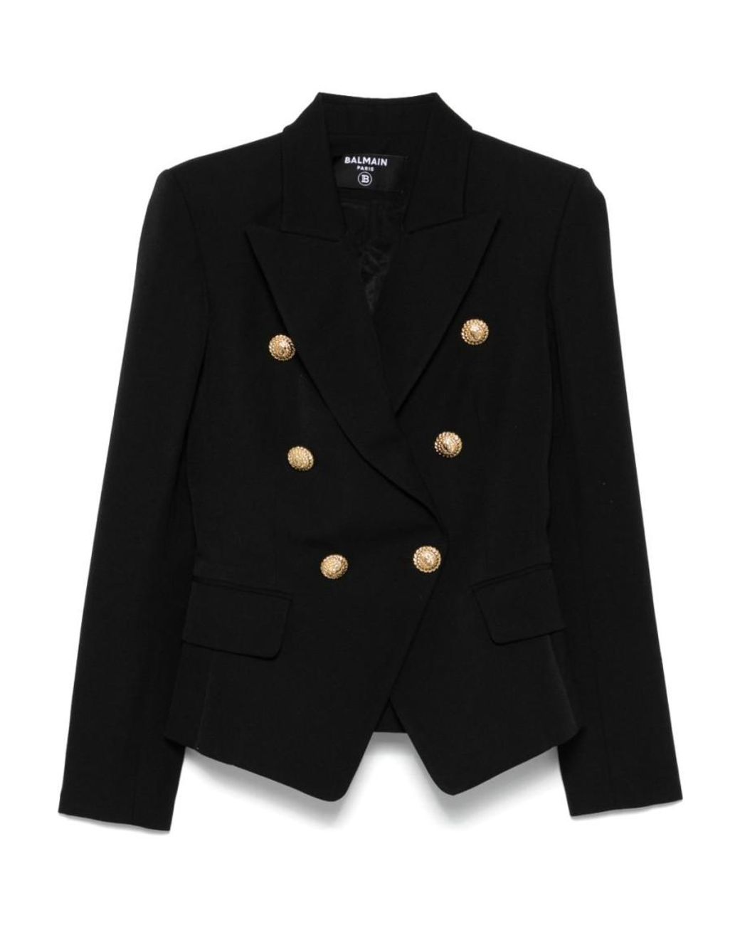 Balmain Black Grain De Poudre 6-Button Tailored Jacket