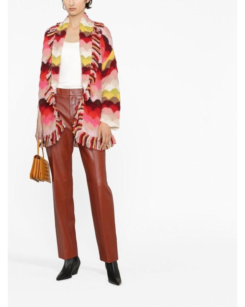 Chloé Red Leather Trousers