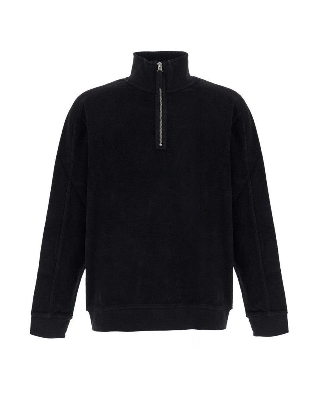 C P Company Blue Solid Mock Collar Sweater for men