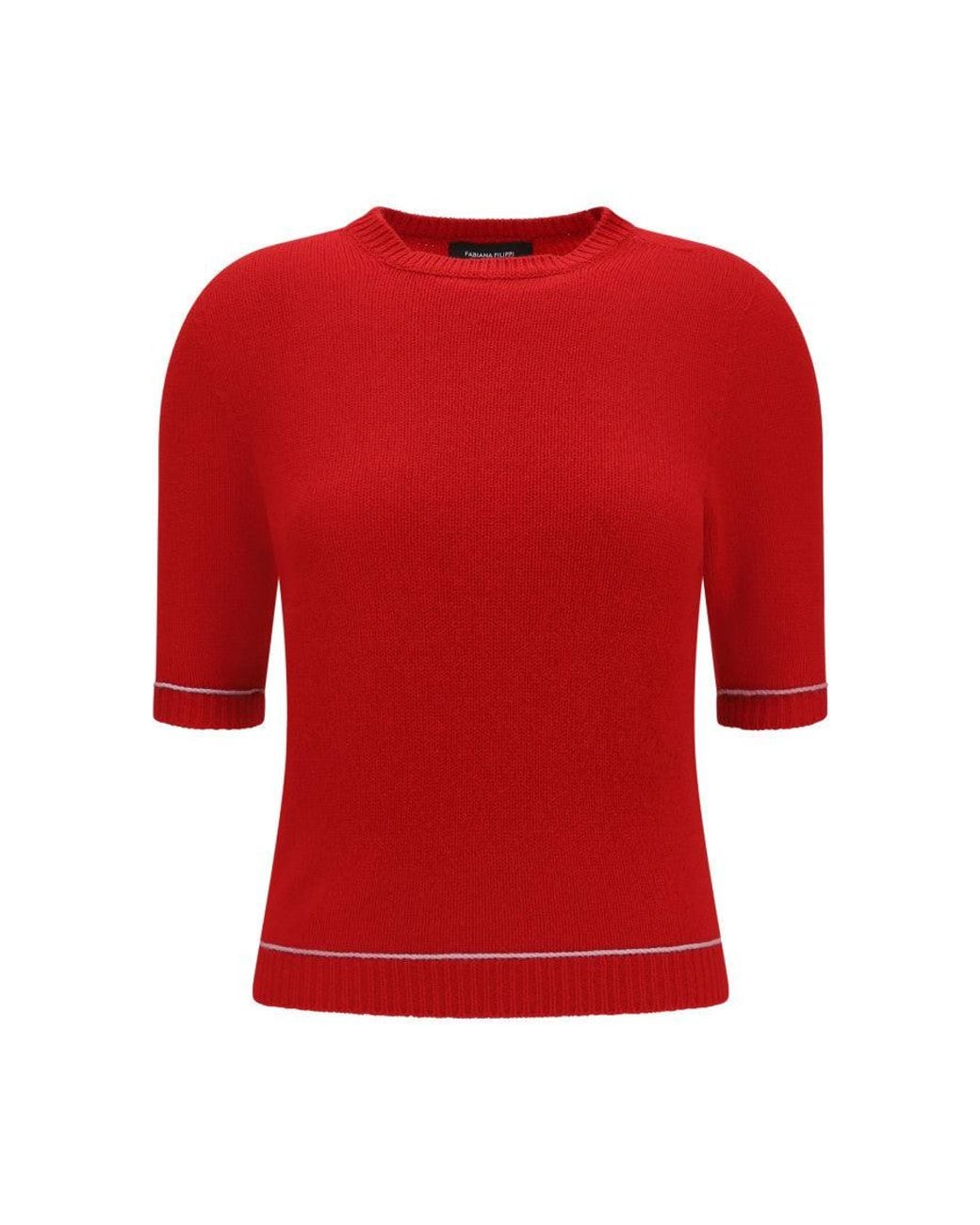 Fabiana Filippi Red Crew Neck Sweater